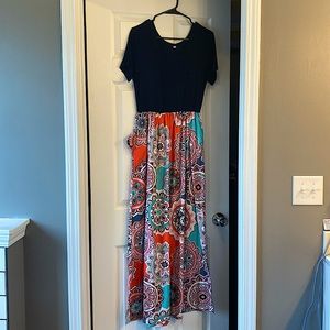 AUSELILY Women's Short Sleeve Maxi Dress with Pockets - Medium